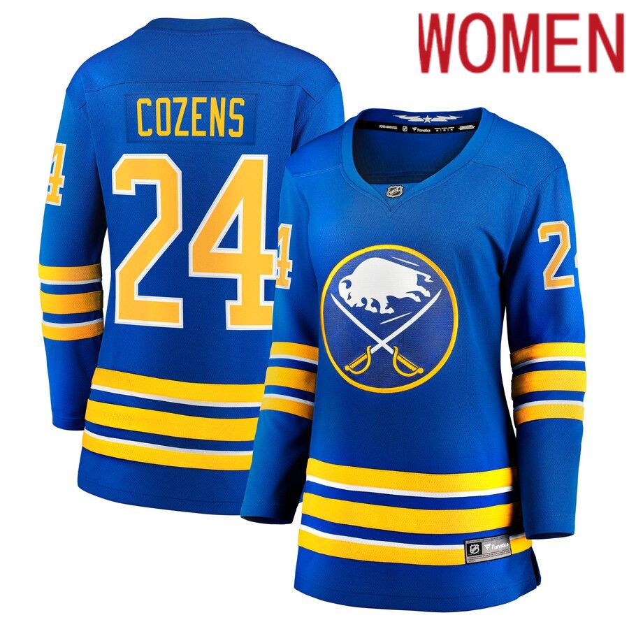 Women Buffalo Sabres #24 Dylan Cozens Fanatics Branded Royal Home Breakaway Player NHL Jersey